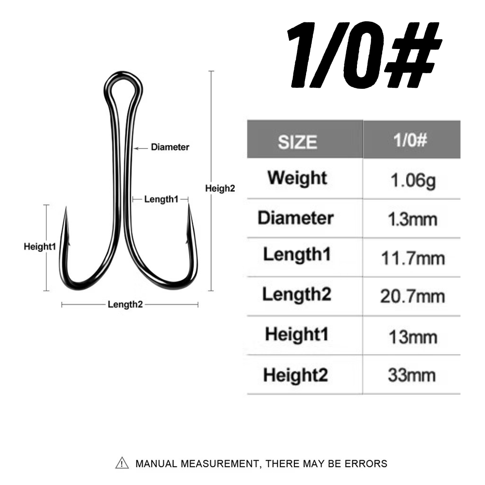 Double Hooks , Frog Hooks Strong Sharp Open Shank High Carbon Steel Barbed  for Saltwater and Freshwater